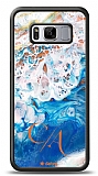 Dafoni Glossy Samsung Galaxy S8 Plus Kiiye zel ift Harf Simli Okyanus Mermer Klf