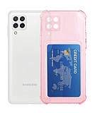 Samsung Galaxy M32 Kartlkl Kamera Korumal effaf Pembe Rubber Klf