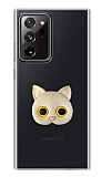 Samsung Galaxy Note 20 Ultra Kedi Figrl Telefon Tutuculu Gri Silikon Klf