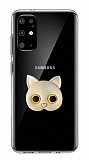 Samsung Galaxy S20 Plus Kedi Figrl Telefon Tutuculu Gri Silikon Klf