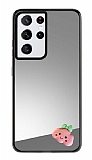 Samsung Galaxy S21 Ultra Pembe Bulut Figrl Aynal Silver Rubber Klf