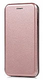Samsung Galaxy M10 Curve Manyetik Kapakl Rose Gold Deri Klf