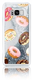 Samsung Galaxy S8 Plus Simli Sulu Donut Resimli Silver Silikon Klf