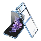 Samsung Galaxy Z Flip 4 Metalik Kenarl Mavi Cam Klf