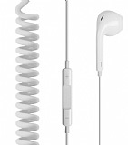 Spiral Kablolu Tekli Mikrofonlu Beyaz Kulaklk