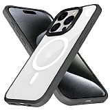 X-Level Ice Crystal iPhone 15 Pro Max MagSafe zellikli Gri Silikon Klf
