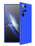 Zore GKK Ays Samsung Galaxy S22 Ultra 5G 360 Derece Koruma Mavi Rubber Klf