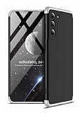 Zore GKK Ays Samsung Galaxy S21 FE 5G 360 Derece Koruma Siyah-Gri Rubber Klf