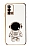 Eiroo Astronot Oppo A74 4G Standl Beyaz Silikon Klf