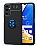Eiroo Liquid Ring Samsung Galaxy A34 Standl Siyah-Mavi Silikon Klf