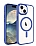 Eiroo Luxe iPhone 15 Magsafe zellikli Silikon Kenarl Mavi Rubber Klf