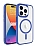 Eiroo Luxe iPhone 15 Pro Magsafe zellikli Silikon Kenarl Mavi Rubber Klf