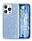 Eiroo Silvery iPhone 13 Pro Max Simli Mavi Silikon Klf