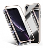 Dafoni Glass Guard iPhone XR Metal Kenarl Cam Gold Klf