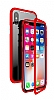 Dafoni Glass Guard iPhone XS Max Metal Kenarl Krmz Klf