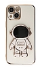 Eiroo Astronot iPhone 13 Standl Beyaz Silikon Klf