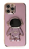 Eiroo Astronot iPhone 12 Pro Standl Mor Silikon Klf