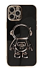 Eiroo Astronot iPhone 13 Pro Max Standl Siyah Silikon Klf