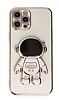 Eiroo Astronot iPhone 13 Pro Standl Beyaz Silikon Klf