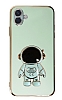 Eiroo Astronot Samsung Galaxy A04 Standl Yeil Silikon Klf