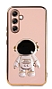 Eiroo Astronot Samsung Galaxy A34 Standl Pembe Silikon Klf