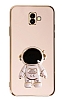 Eiroo Astronot Samsung Galaxy J6 Plus Standl Pembe Silikon Klf