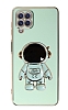 Eiroo Astronot Samsung Galaxy M32 Standl Yeil Silikon Klf