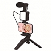 Eiroo AY-49 Mikrofon Led Ikl Siyah Vlogger Kiti Telefon Tutucu