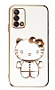 Eiroo Aynal Kitty Oppo A74 Standl Beyaz Silikon Klf