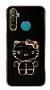 Eiroo Aynal Kitty Realme 5i Standl Siyah Silikon Klf