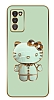 Eiroo Aynal Kitty Samsung Galaxy A02s Standl Yeil Silikon Klf