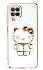 Eiroo Aynal Kitty Samsung Galaxy A22 4G Standl Beyaz Silikon Klf