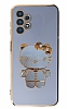 Eiroo Aynal Kitty Samsung Galaxy A23 Standl Mavi Silikon Klf
