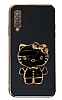 Eiroo Aynal Kitty Samsung Galaxy A30S Standl Siyah Silikon Klf