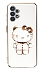 Eiroo Aynal Kitty Samsung Galaxy A33 5G Standl Beyaz Silikon Klf