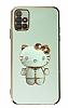 Eiroo Aynal Kitty Samsung Galaxy A51 Standl Yeil Silikon Klf