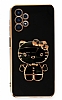 Eiroo Aynal Kitty Samsung Galaxy A52s 5G Standl Siyah Silikon Klf