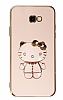 Eiroo Aynal Kitty Samsung Galaxy J4 Plus Standl Pembe Silikon Klf