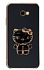 Eiroo Aynal Kitty Samsung Galaxy J4 Plus Standl Siyah Silikon Klf