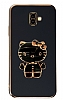 Eiroo Aynal Kitty Samsung Galaxy J6 Plus Standl Siyah Silikon Klf