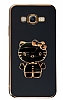 Eiroo Aynal Kitty Samsung Galaxy J7 / J7 Core Standl Siyah Silikon Klf