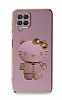 Eiroo Aynal Kitty Samsung Galaxy M12 Standl Mor Silikon Klf