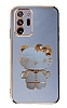 Eiroo Aynal Kitty Samsung Galaxy Note 20 Ultra Standl Mavi Silikon Klf