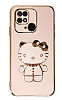 Eiroo Aynal Kitty Xiaomi Redmi 10C Standl Pembe Silikon Klf