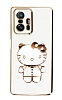 Eiroo Aynal Kitty Xiaomi 11T Standl Beyaz Silikon Klf