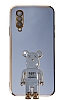 Eiroo Baby Bear Samsung Galaxy A70 Standl Mavi Silikon Klf
