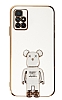 Eiroo Baby Bear Xiaomi Redmi 10 Standl Beyaz Silikon Klf