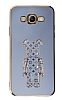 Eiroo Bearbrick Samsung Galaxy J7/J7 Core Standl Mavi Silikon Klf