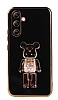 Eiroo Candy Bear Samsung Galaxy A14 4G Standl Siyah Silikon Klf