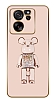 Eiroo Candy Bear Xiaomi 13T Pro Standl Kamera Korumal Pembe Silikon Klf